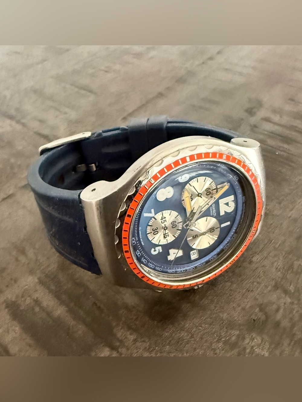 VINTAGE/Swatch Blue Dial Chronograph Watch /Battery not included.